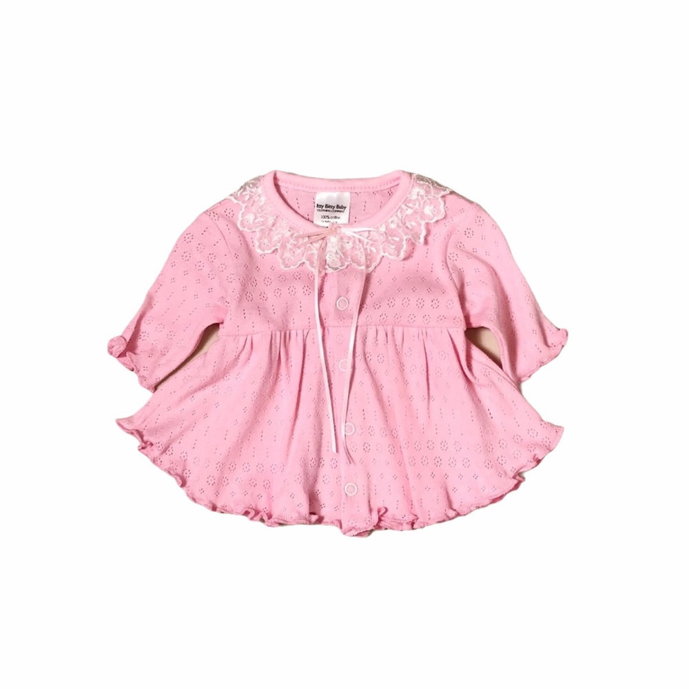 Pink Pointelle Ruffle Dress + Pant Set - Picture 2 of 3